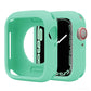 Half-coverage silicone Apple Watch case in mint green with a raised bezel and button covers