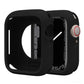 Half-coverage silicone Apple Watch case in black with a raised bezel and button covers