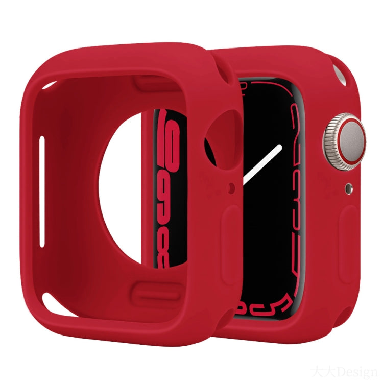 Red silicone half-coverage case for Apple Watch, with openings for the screen and controls