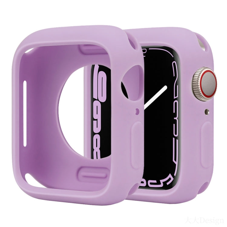 Light purple silicone half-coverage Apple Watch case with open face and crown cover