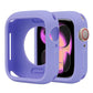 Silicone half-coverage Apple Watch case in lavender purple with an open screen and button cutouts