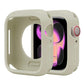 Pale gray-green silicone half-coverage Apple Watch case with open screen and side controls