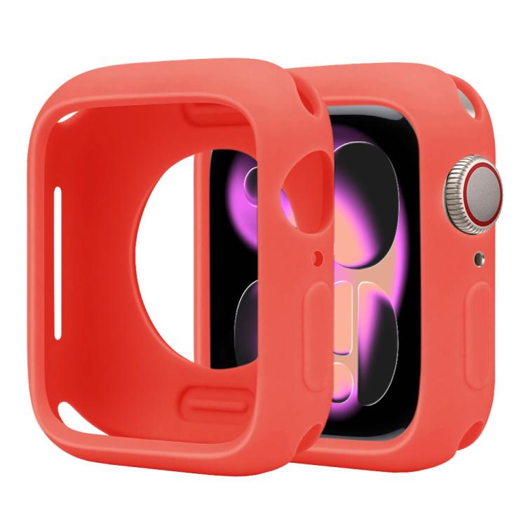 Coral silicone half-coverage Apple Watch case with screen and crown openings