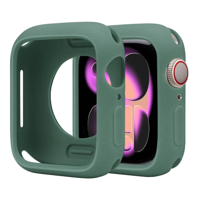 Muted green silicone half-coverage Apple Watch case with screen and crown openings