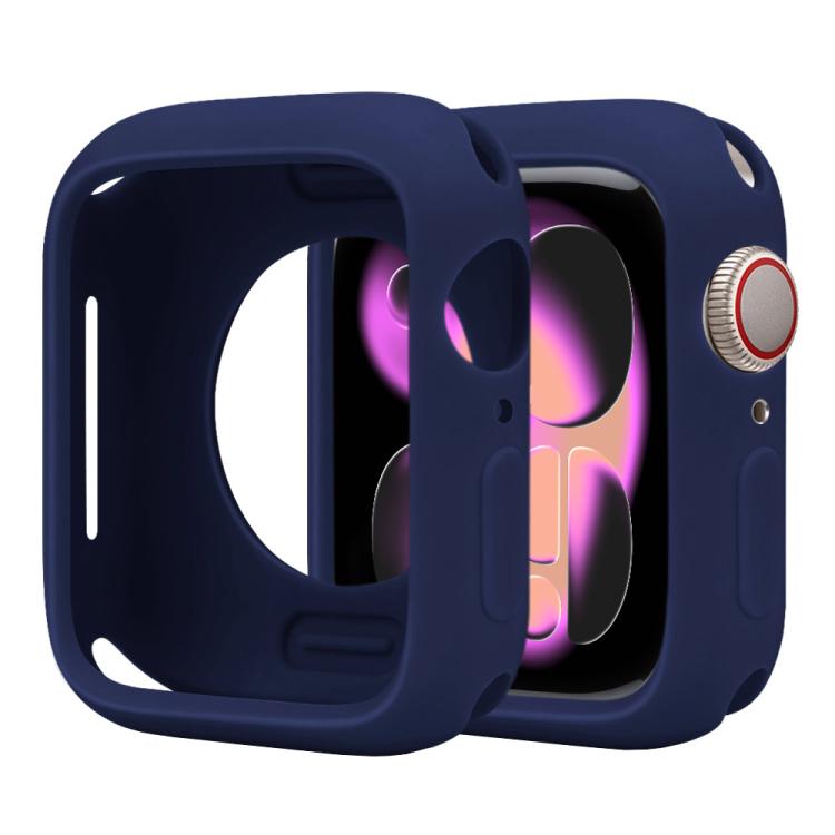 Navy silicone half-coverage Apple Watch case with screen and crown openings