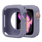 Silicone half-coverage Apple Watch case in lavender gray with an open screen and button cutouts