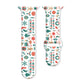 White silicone watch band covered in colorful Christmas icons and lettering