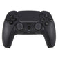 Black wireless PS5 game controller with dual thumbsticks, triggers, and face buttons