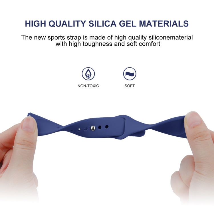 Blue silicone watch strap with reverse buckle and perforation holes for secure fit