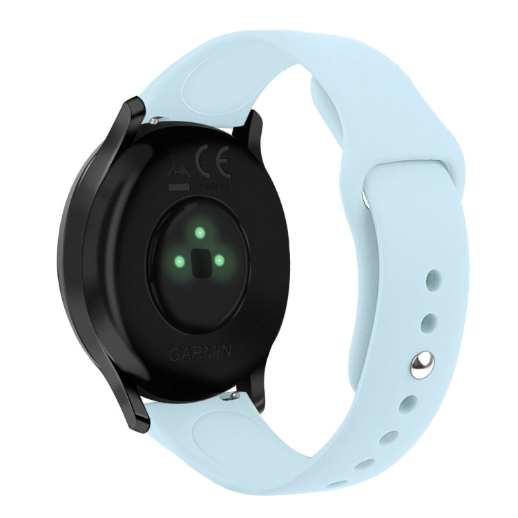 Large silicone smartwatch strap with reverse buckle, light blue color