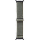 Army green wave-pattern nylon braided watch band, shown flat with adjustable loop