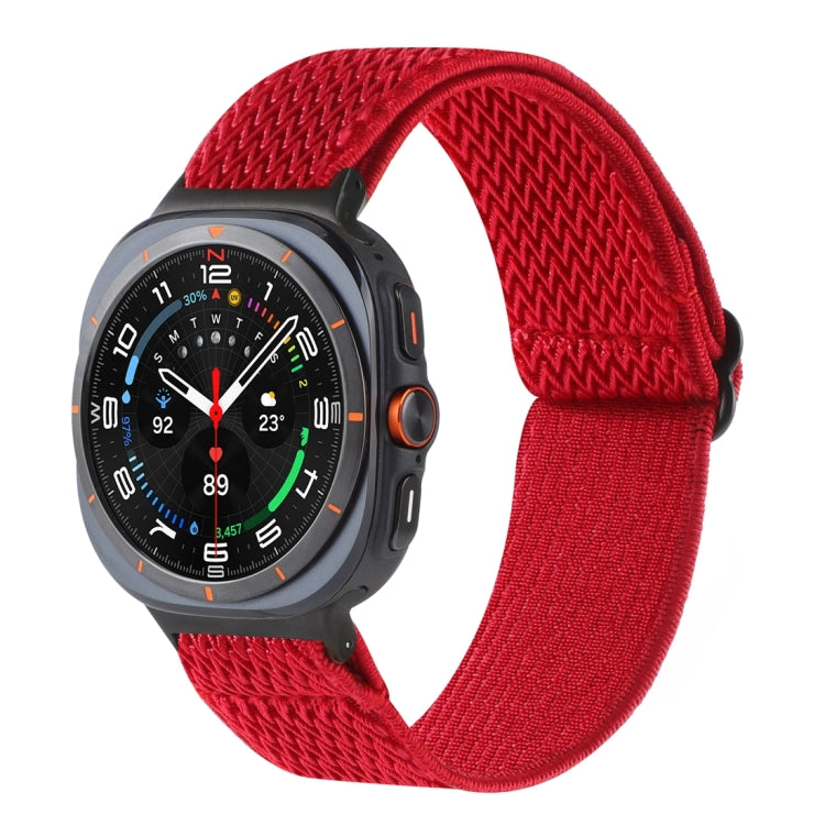 Red wave-pattern nylon braided watch band on a smartwatch