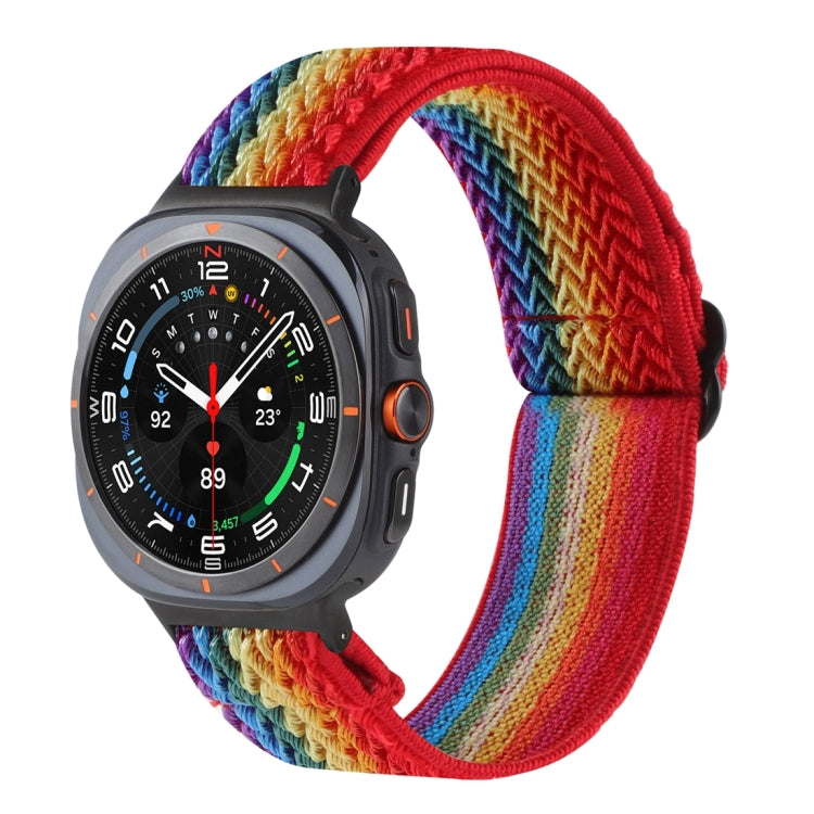 Multicolor wave-pattern nylon braided watch band on a smartwatch