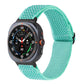 Mint green nylon braided watch band with a wave pattern, shown on a smartwatch.
