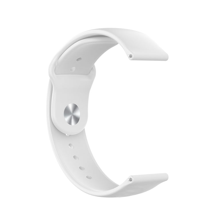 White silicone smartwatch strap with metal pin buckle and adjustable hole row
