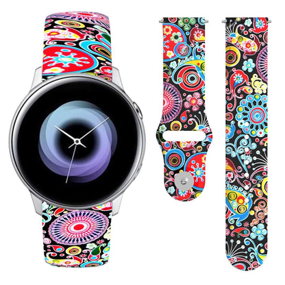 Colorful jellyfish print silicone watch strap with reverse buckle for Galaxy Active2