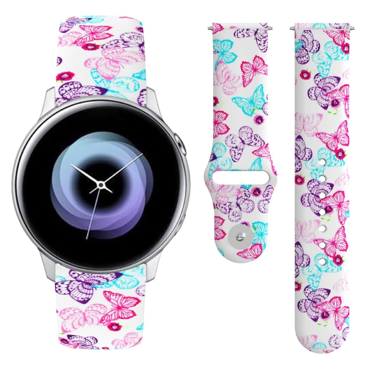 Butterfly print silicone watch strap with reverse buckle for Galaxy Active2