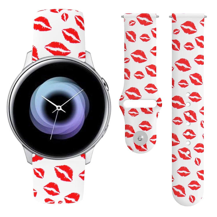 Red lips print silicone watch strap with reverse buckle for Galaxy Active2