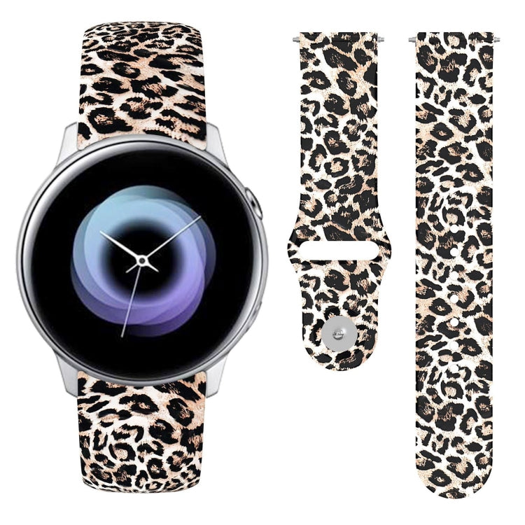 Brown leopard print silicone watch strap with reverse buckle for Galaxy Active2