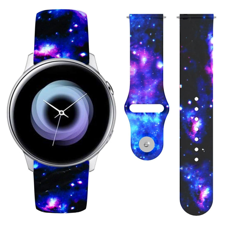Starry sky galaxy print silicone watch strap with reverse buckle for Galaxy Active2