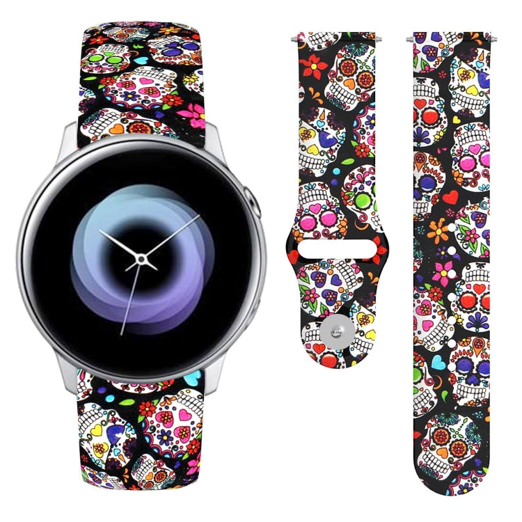 Color skull print silicone watch strap with reverse buckle for Galaxy Active2