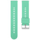 Mint green silicone watch band with a perforated strap and silver buckle