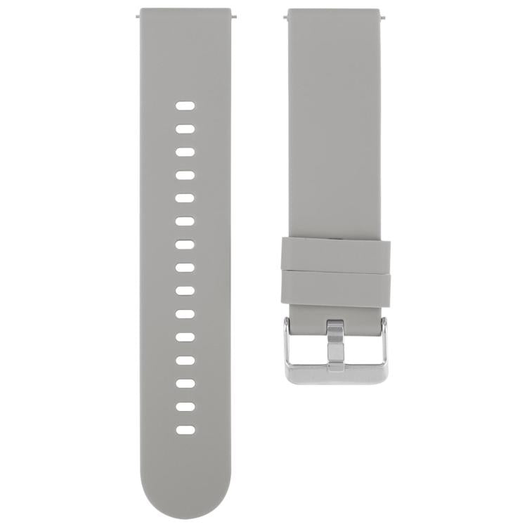Gray silicone watch band with two strap pieces and metal buckle