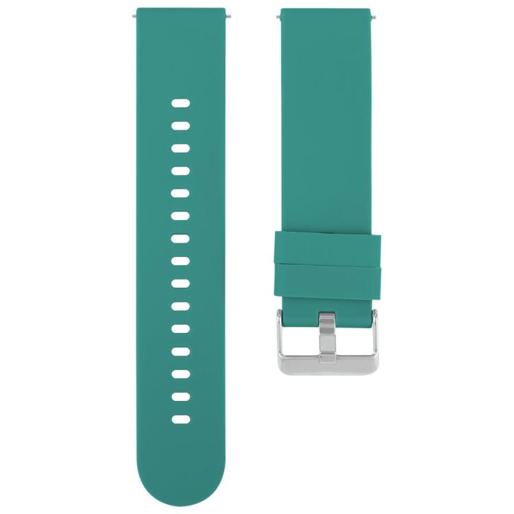 Teal silicone watch band set with a perforated strap and silver steel buckle