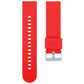 Red silicone watch band with a silver buckle and a smooth, hole-free buckle-side strap.