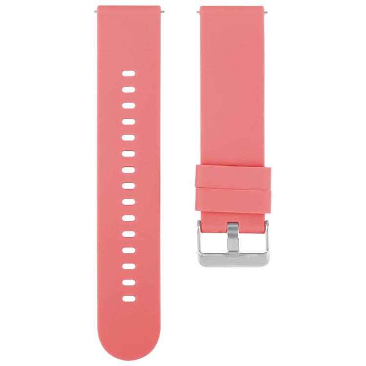 Coral silicone watch band pieces, showing the buckle section and adjustable strap holes