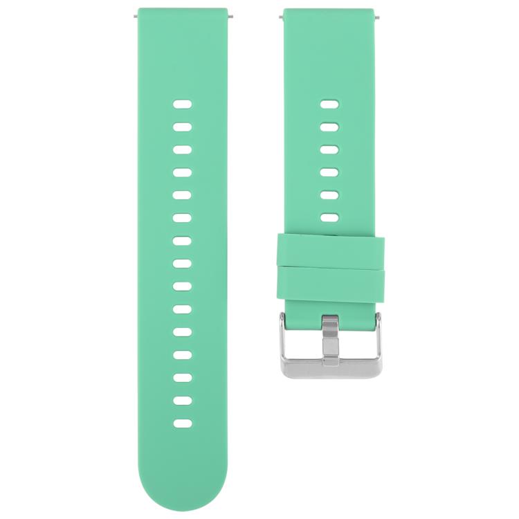 Mint green silicone watch band set with a perforated strap and silver steel buckle