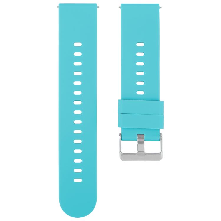 Turquoise silicone watch band with a smooth buckle-side strap and silver steel buckle