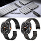 Stainless steel watch band links and clasp with adjustment tool, shown in silver and dark finishes