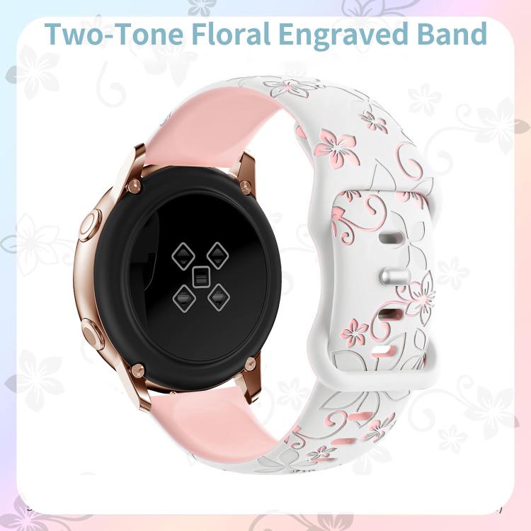 White and pink floral silicone watch band wrapped around a watch