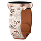 White and brown silicone watch band with embossed floral design