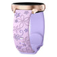 Lavender and violet silicone watch band with embossed floral design