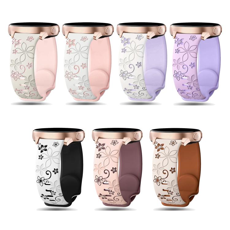 Floral silicone watch bands in seven two-tone color combinations
