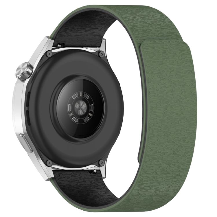 Dark green silicone magnetic watch band shown from the back, with a black inner surface.