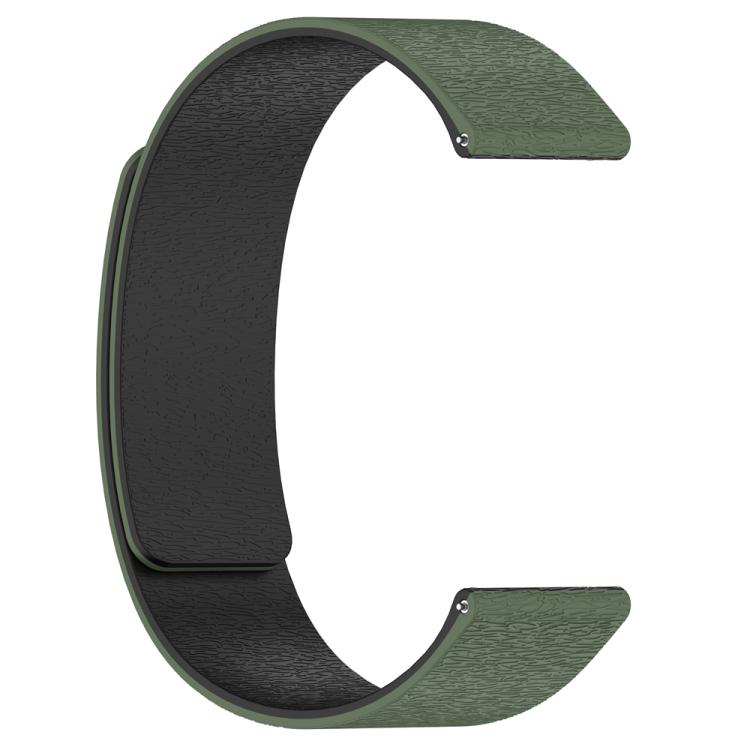 22 mm magnetic silicone watch band in dark green with a black textured lining