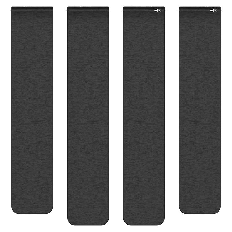 Four black silicone watch band pieces shown from the front and back.