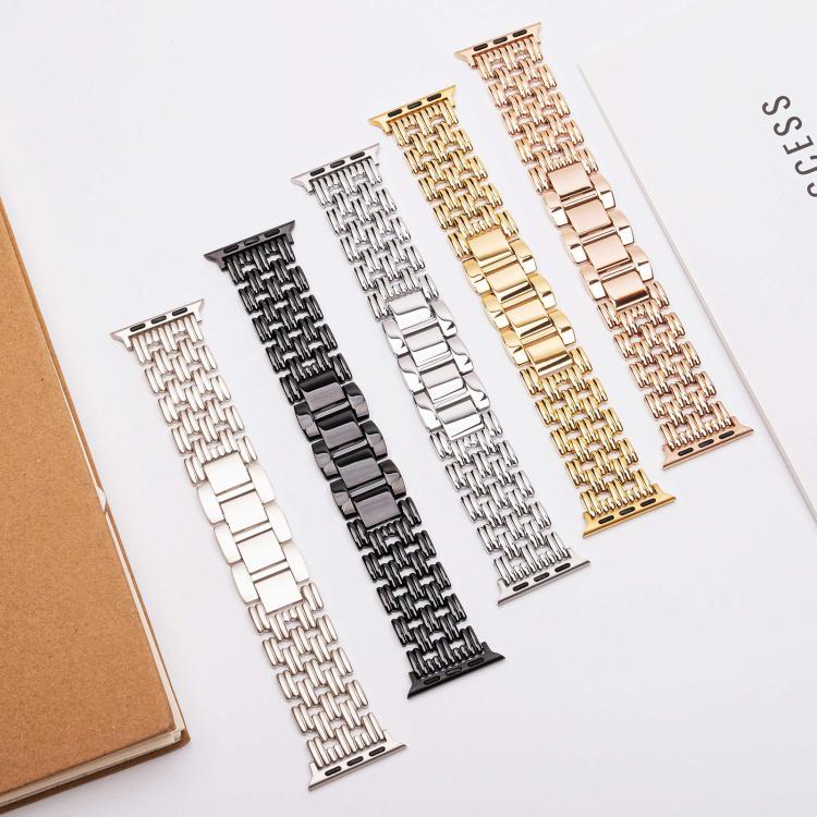 Five-bead stainless steel watch bands in silver, black, gold, rose gold and starlight