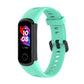 Mint green silicone smartwatch strap with metal buckle and perforated adjustment holes