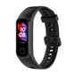 Black silicone smartwatch strap with metal buckle and perforated adjustment holes