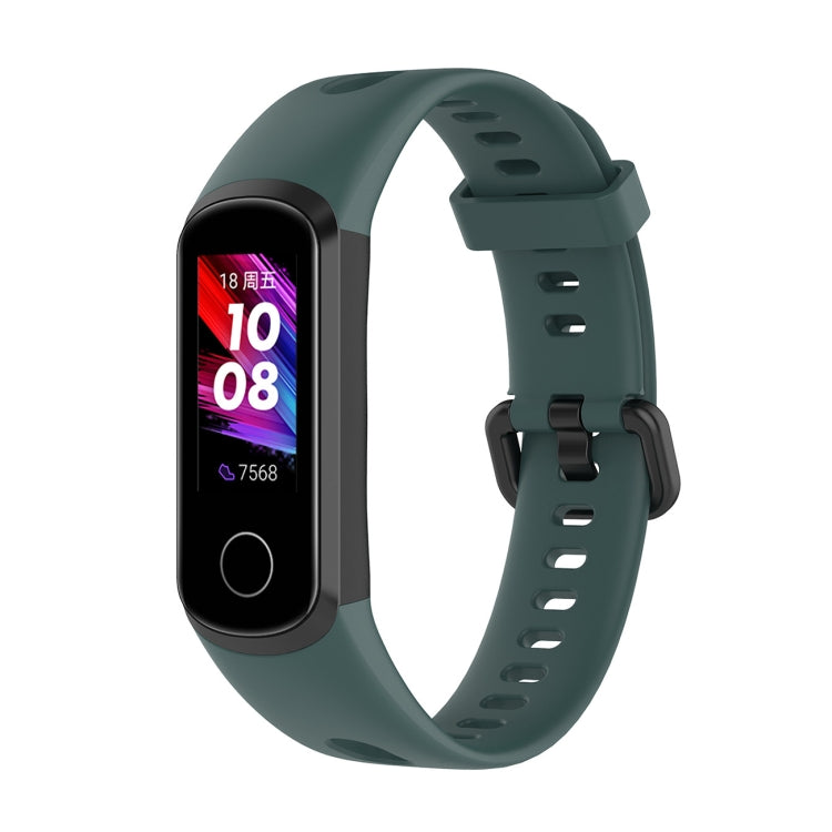 Teal silicone smartwatch strap with metal buckle and perforated adjustment holes