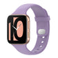 Purple silicone smartwatch replacement strap with buckle and perforated holes