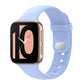 Light blue silicone smartwatch replacement strap with buckle and perforated holes
