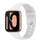 Silicone smartwatch replacement strap in white with buckle and watch mounting holes