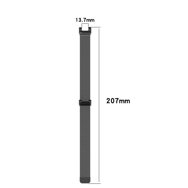 Milan watch strap size diagram with 13.7mm width and 207mm length