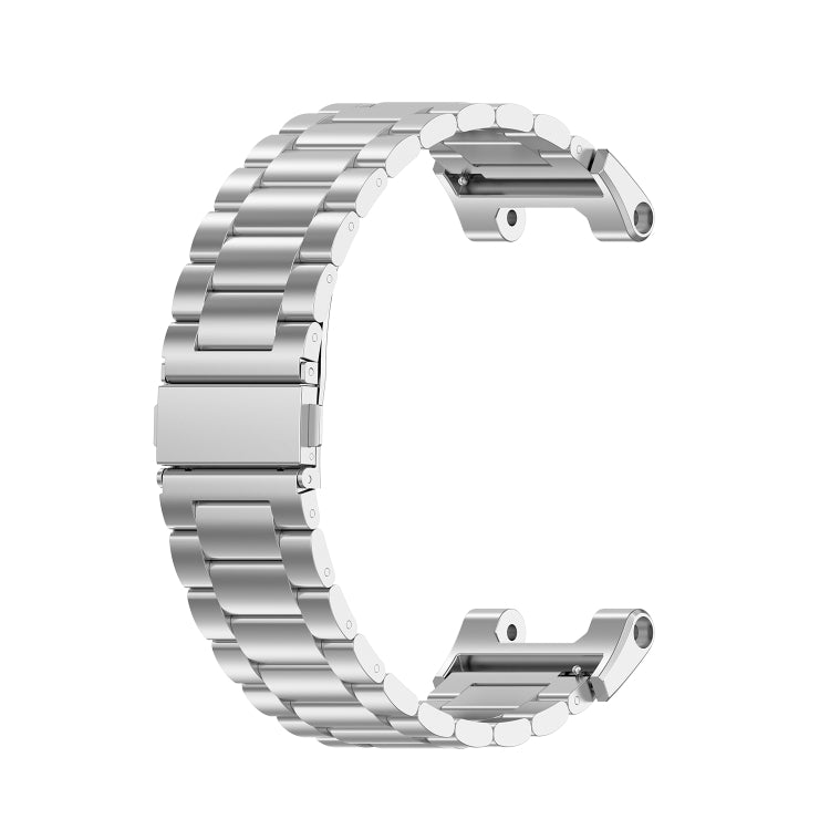 Silver stainless steel watch strap band, single piece with pin and clasp