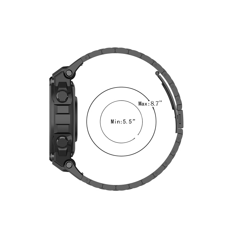Black watch strap band with adjustment holes, single piece